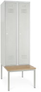 Rauman metal wardrobe with bench, top hat. lock, RAL 7035 - Workshop Furniture Set