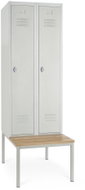 Rauman metal wardrobe with bench, swivel lock, RAL 7035 - Workshop Furniture Set
