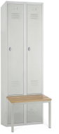 Rauman metal wardrobe with bench, sok, swivel lock, RAL 7035 - Workshop Furniture Set