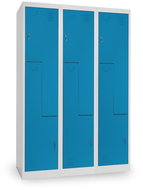 Rauman metal wardrobe triple cabinet 'Z' 120 × 50 × 180 cm, cylinder. lock, RAL 5012 - Workshop Furniture Set