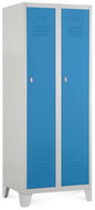 Rauman metal double wardrobe on legs 60 × 50 × 160 cm, swivel lock, RAL 5012 - Workshop Furniture Set