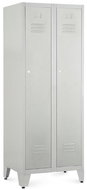 Rauman metal double wardrobe on reg. legs 60 × 50 × 161.5 cm, cylindrical. lock, RAL 7035 - Workshop Furniture Set