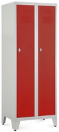 Rauman metal double wardrobe on reg. legs 60 × 50 × 161,5 cm, swivel lock, RAL 3000 - Workshop Furniture Set