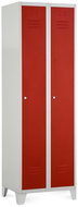 Rauman metal double wardrobe on legs 60 × 50 × 190 cm, cylinder. lock, RAL 3000 - Workshop Furniture Set