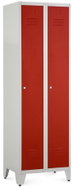 Rauman metal double wardrobe on reg. legs 60 × 50 × 191.5 cm, cylindrical. lock, RAL 3000 - Workshop Furniture Set