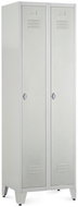 Rauman metal double wardrobe on reg. legs 60 × 50 × 191,5 cm, swivel lock, RAL 7035 - Workshop Furniture Set