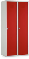 Rauman metal double wardrobe 80 × 50 × 180 cm, swivel lock, RAL 3000 - Workshop Furniture Set