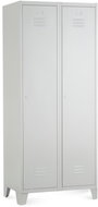 Rauman metal double wardrobe on legs 80 × 50 × 190 cm, cylinder. lock, RAL 7035 - Workshop Furniture Set
