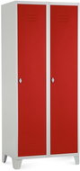 Rauman metal double wardrobe on legs 80 × 50 × 190 cm, swivel lock, RAL 3000 - Workshop Furniture Set