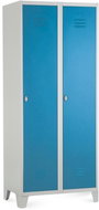 Rauman metal double wardrobe on legs 80 × 50 × 190 cm, swivel lock, RAL 5012 - Workshop Furniture Set