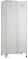 Rauman metal double wardrobe on reg. legs 80 × 50 × 191.5 cm, cylindrical. lock, RAL 7035 - Workshop Furniture Set