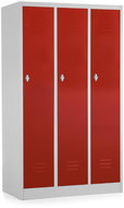 Rauman metal wardrobe triple cabinet 90 × 50 × 150 cm, swivel lock, RAL 3000 - Workshop Furniture Set