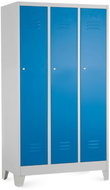 Rauman metal three-legged wardrobe 90 × 50 × 160 cm, cylinder. lock, RAL 5012 - Workshop Furniture Set