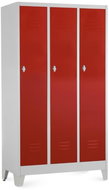 Rauman metal wardrobe on legs 90 × 50 × 160 cm, swivel lock, RAL 3000 - Workshop Furniture Set