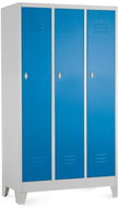 Rauman metal three-legged wardrobe 90 × 50 × 160 cm, swivel lock, RAL 5012 - Workshop Furniture Set