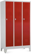 Rauman metal wardrobe with three legs 90 × 50 × 161,5 cm, swivel lock, RAL 3000 - Workshop Furniture Set