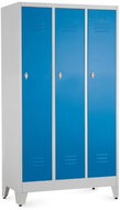 Rauman metal wardrobe with three legs 90 × 50 × 161,5 cm, swivel lock, RAL 5012 - Workshop Furniture Set