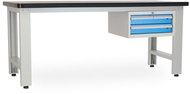 Rauman work table Solid MDF-02, length 210 cm, hanging box, black - Workbench