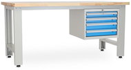 Rauman work table Solid OAK-04, length 180 cm, hanging box, oak - Workbench
