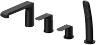 Ravak FL 026.20BL FL 026.20BLM 4-Hole Deck-Mounted Bath Tap with Shower Set, Matt Black - Tap