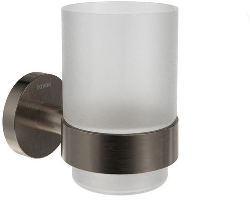 Ravak KN 210.20GB Holder with glass, brushed graphite - Toothbrush Holder Cup - Main image