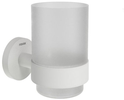 Ravak KN 210.10WHM Holder with glass, white matt - Toothbrush Holder Cup - Main image