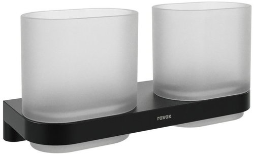 Ravak CR II 220.20BLM Holder with glasses, black matt - Toothbrush Holder Cup - Main image