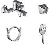 Ravak LF 022.00CR. +S Wall-mounted bath mixer with shower set, chrome - Shower Set