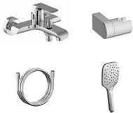 Ravak FL 022.00CR. +S Wall-mounted bath mixer with shower set, chrome - Shower Set