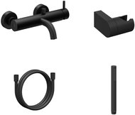 Ravak ES 022.20BLM. +S Bathroom wall-mounted mixer with shower set, Black Matt - Shower Set
