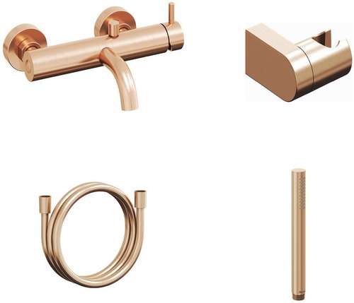 Ravak ES 022.60RGB. +S Bathroom wall-mounted mixer with shower set, Rose Gold Brushed - Shower Set - Main image
