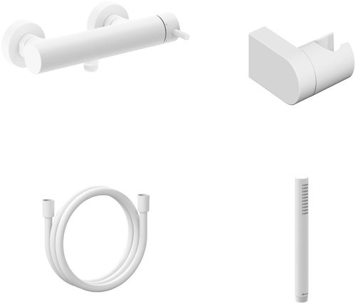 Ravak ES 032.10WV. +S Shower wall mixer with shower set, White Velvet - Shower Set - Main image