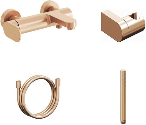 Ravak EL 022.60RGB. +S Bathroom wall-mounted mixer with shower set, Rose Gold Brushed - Shower Set - Main image