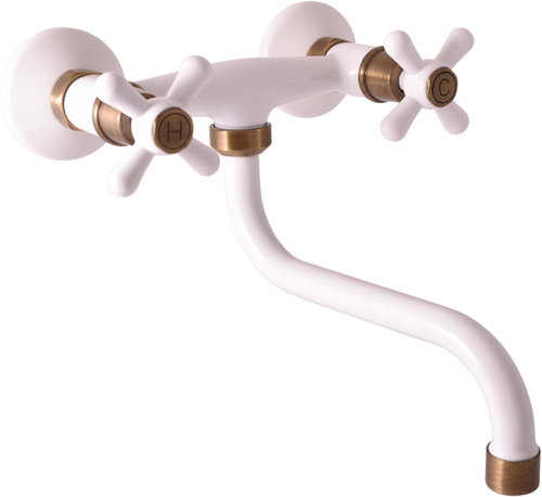 Slezák-RAV MK101/21BSM Sink/basin mixer, white/old brass - Tap - Main image