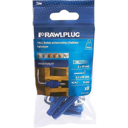 Rawlplug Universal knotting dowel 4ALL 6 mm - nylon with single hook (10 pcs/package) - Anchors - Main image