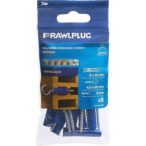 Rawlplug Universal knotting dowel 4ALL 6 mm - nylon with ceiling hook (10 pcs/package) - Anchors - Main image