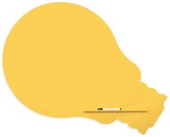 ROCADA Skin Shape Idea 6461-1023, frameless, bulb shape, 150 x 100 cm, traffic yellow RAL 1023 - Magnetic Board