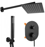 REA OVAL concealed shower set + box, black (REA-P8467) - Shower Set