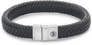 Rebel & Rose Men's leather bracelet with safety clasp Full Metal Herringbone Black RR-M0019-S-M - Bracelet