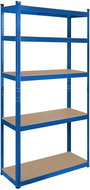 Rebel RB-1251 Kovový skladovací regál, 5 polic, 180 × 90 × 40 cm, 750 kg, modrý - Regál