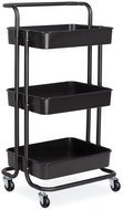 Verk 27491 Three-tier metal shelf on wheels 76 × 43 × 36 cm, black - Shelving Unit
