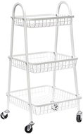 Verk 27489 Three-tier metal shelf on wheels 78 × 40 × 32 cm, white - Shelving Unit