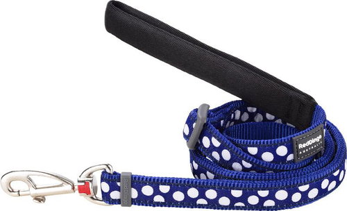 Red Dingo White Spots on Navy 12 mm × 1.8 m - Leash - Main image