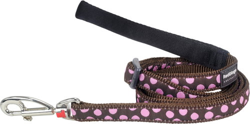 Red Dingo Pink Spots on Brown 15 mm × 1.8 m - Leash - Main image