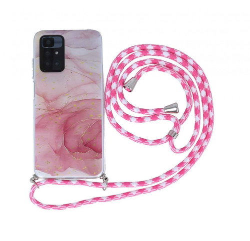 TopQ Kryt Xiaomi Redmi 10 Marble růžový se šňůrkou 98546 - Phone Cover - Main image