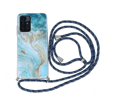 TopQ Kryt Xiaomi Redmi 10 Marble tyrkysový se šňůrkou 98544 - Phone Cover - Main image