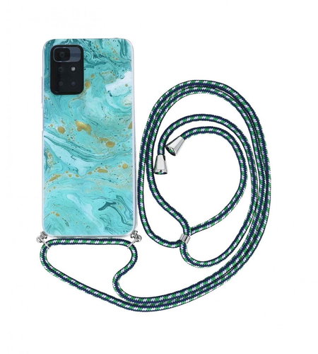 TopQ Kryt Xiaomi Redmi 10 Marble zelený se šňůrkou 98542 - Phone Cover - Main image