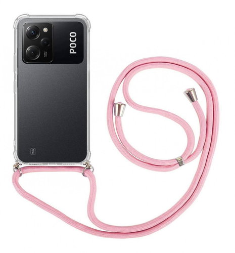 TopQ Kryt Xiaomi Poco X5 Pro 5G s růžovou šňůrkou průhledný 96033 - Phone Cover - Main image