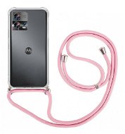 TopQ Kryt Motorola Edge 30 Fusion s růžovou šňůrkou průhledný 97922 - Phone Cover