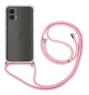 TopQ Kryt Motorola Moto G73 s růžovou šňůrkou průhledný 98166 - Phone Cover